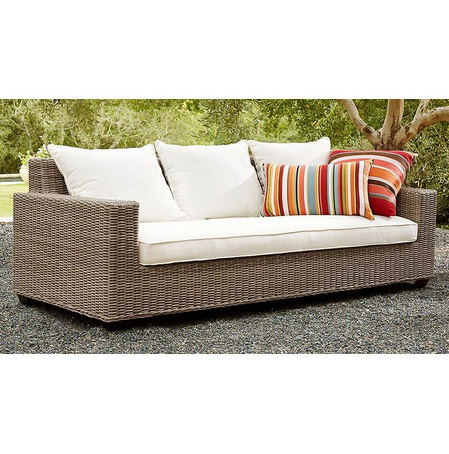 Modern luxury round wicker weaving garden leisure sofa furniture ottoman and 3 seater rattan outdoor couch