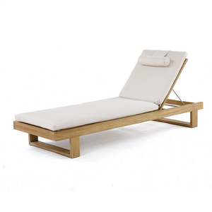 Modern home sunbathing leisure teak patio sunbathing daybed furniture wood beach loungers