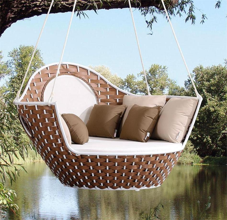 Wide rattan garden furniture round outdoor swing bed sunbed outdoor hanging daybed