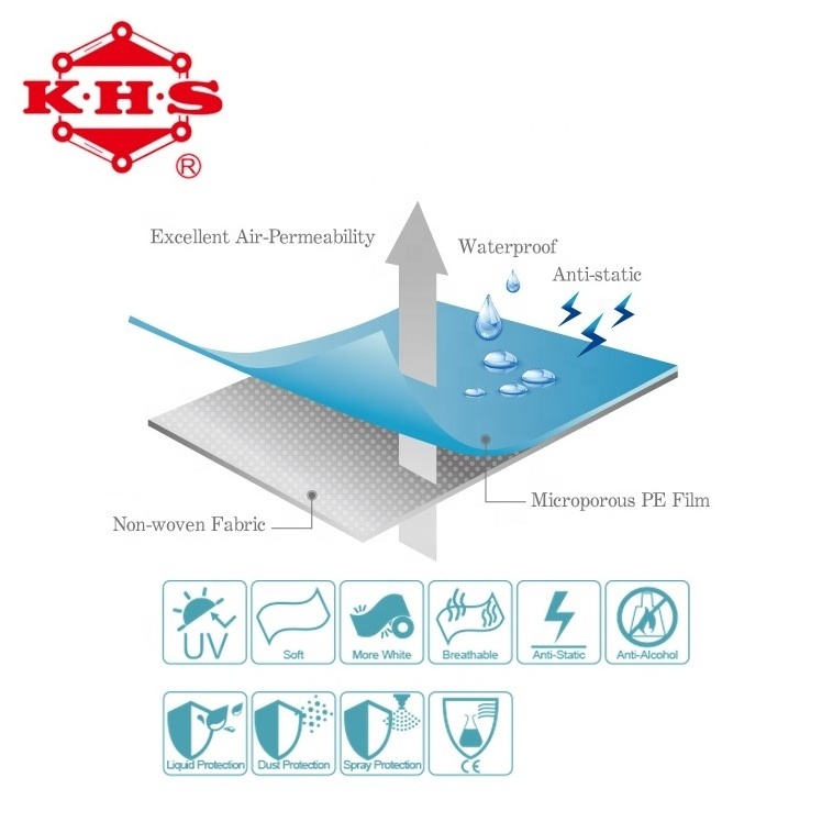 Lab coat material medical fabric pe microporous breathable waterproof membrane laminate pp non woven fabric