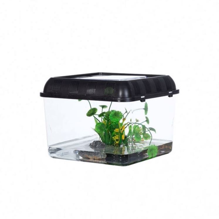 Black Plastic Terrarium Reptile fishbowl Pet Breeding Box Reptile Tank Plastic Container Closed Terrarium