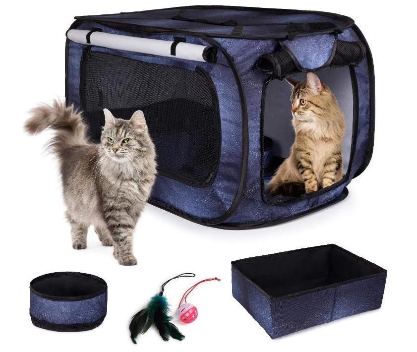 Cat Travel Carrier,Collapsible Cat Carrier Bag with Zipper Lock and Breathable Mesh Openings for Car