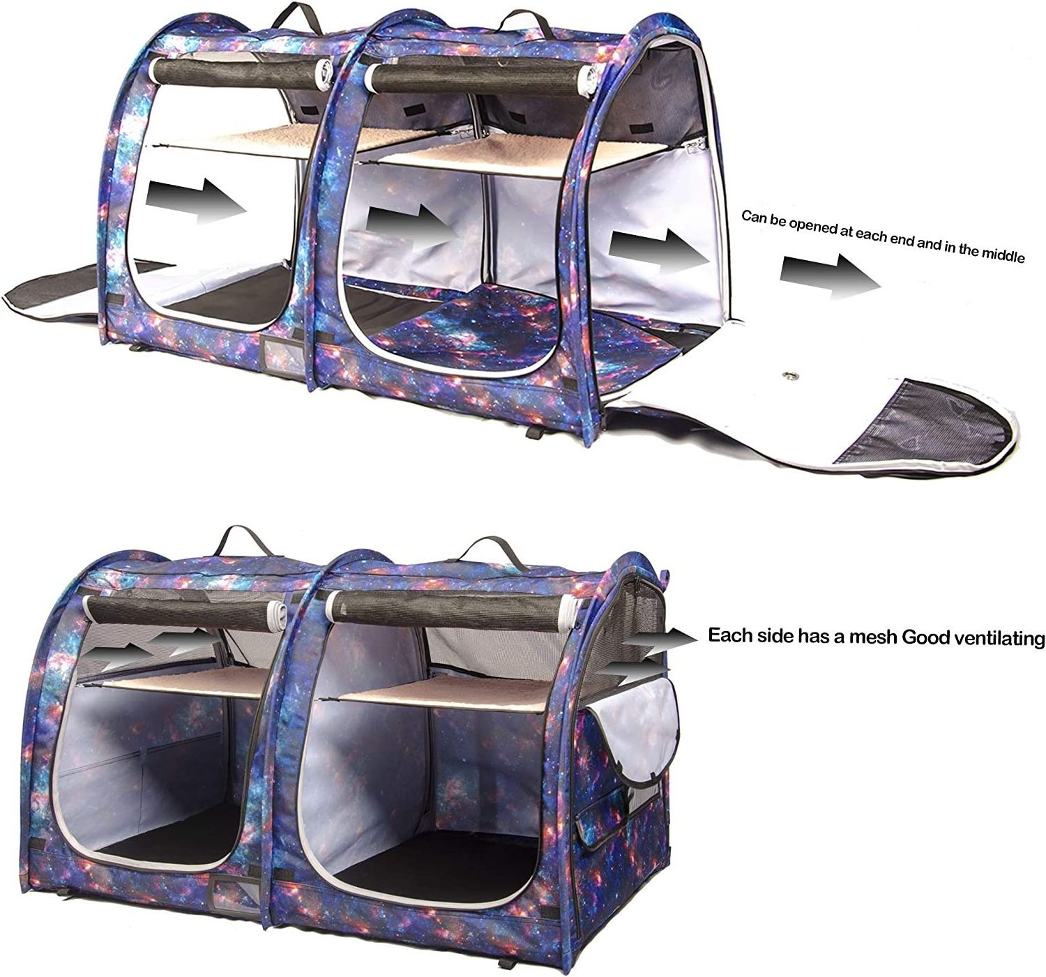 Galaxy Portable 2-in-1 Pet Carrier for Medium Dogs Large Cat Carrier for Outdoor Camping