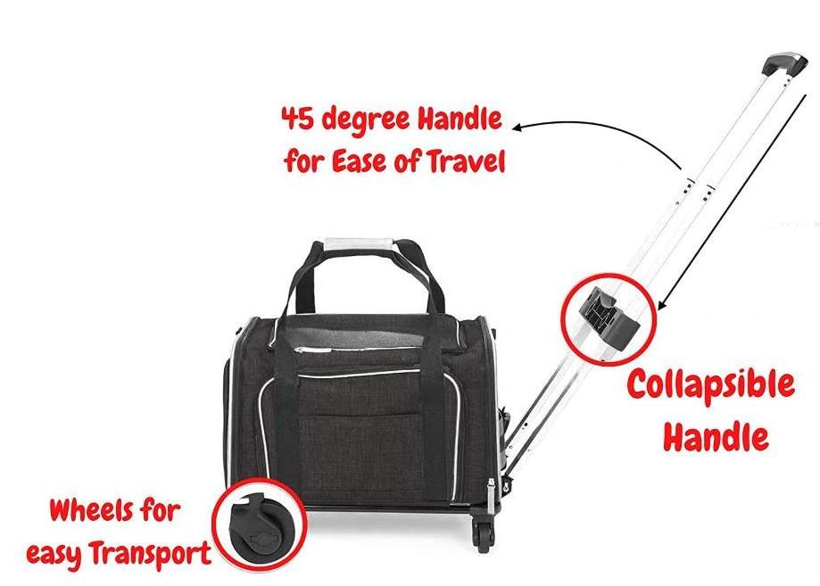 Airline Approved Extra Small Large Stroller Trolley Rolling Cat Pet Dog Carrier Bag With Wheels