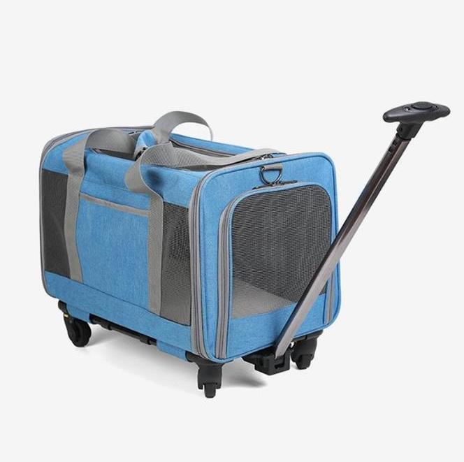 Dog Cat Carrier with Wheels, Collapsible Extra Large Cat Pet Carrier for 2 Cats