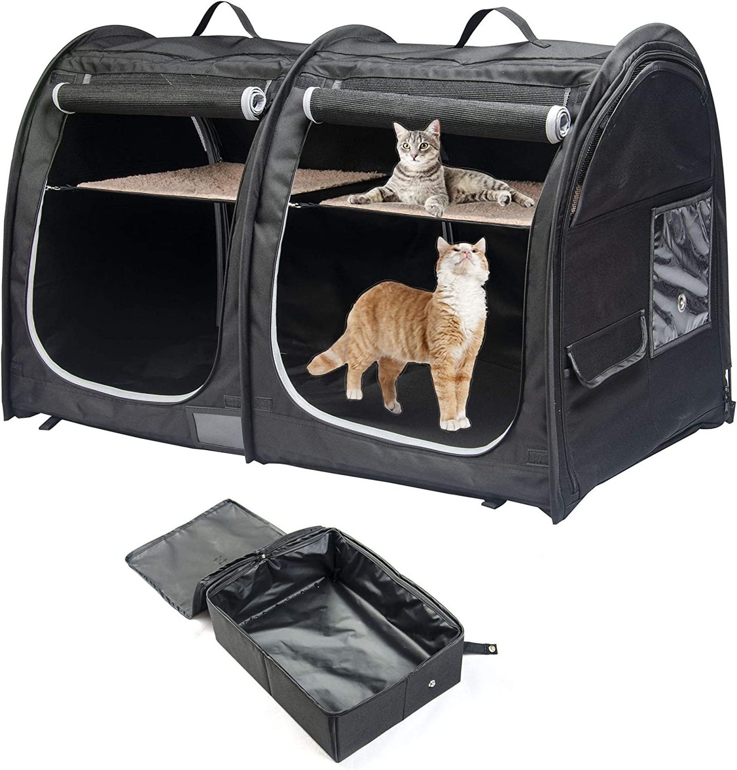 Breda Portable Twin Compartment Show House Cat Cage/Condo folding dog crate