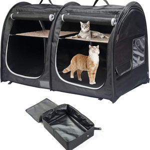 Breda Portable Twin Compartment Show House Cat Cage/Condo folding dog crate