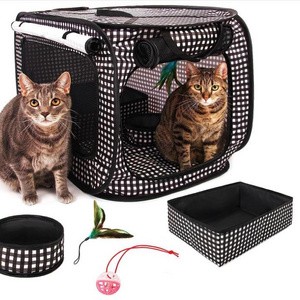 Cat Travel Carrier,Collapsible Cat Carrier Bag with Zipper Lock and Breathable Mesh Openings for Car