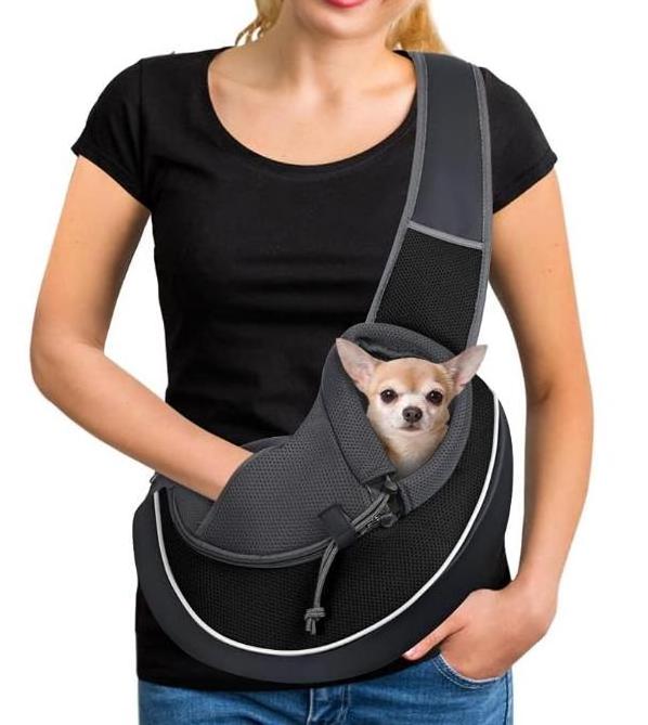 Pet Dog Sling Carrier Mesh Hand Free Adjustable Dog Satchel Carrier Bag for Small Medium Dog Cat Rabbit