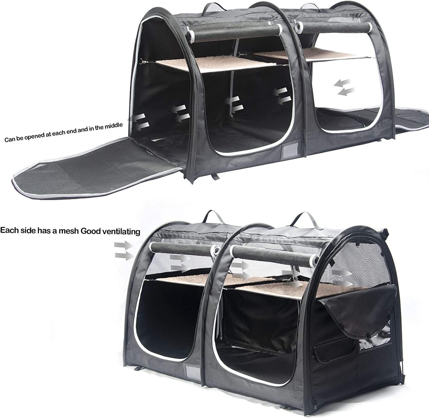 Breda Portable Twin Compartment Show House Cat Cage/Condo folding dog crate