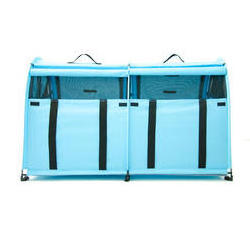 Portable Twin Compartment Show House Cat CageEasy to Fold Carry Kennel  Comfy Puppy Home Dog Travel Crate