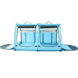 Portable Twin Compartment Show House Cat CageEasy to Fold Carry Kennel  Comfy Puppy Home Dog Travel Crate