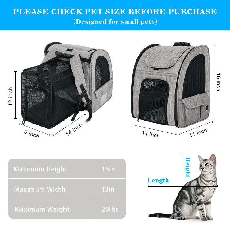 Hot Sell Foldable Pet Backpack Breathable Backpack for Puppies Dogs Cat Pet Carrier Backpack