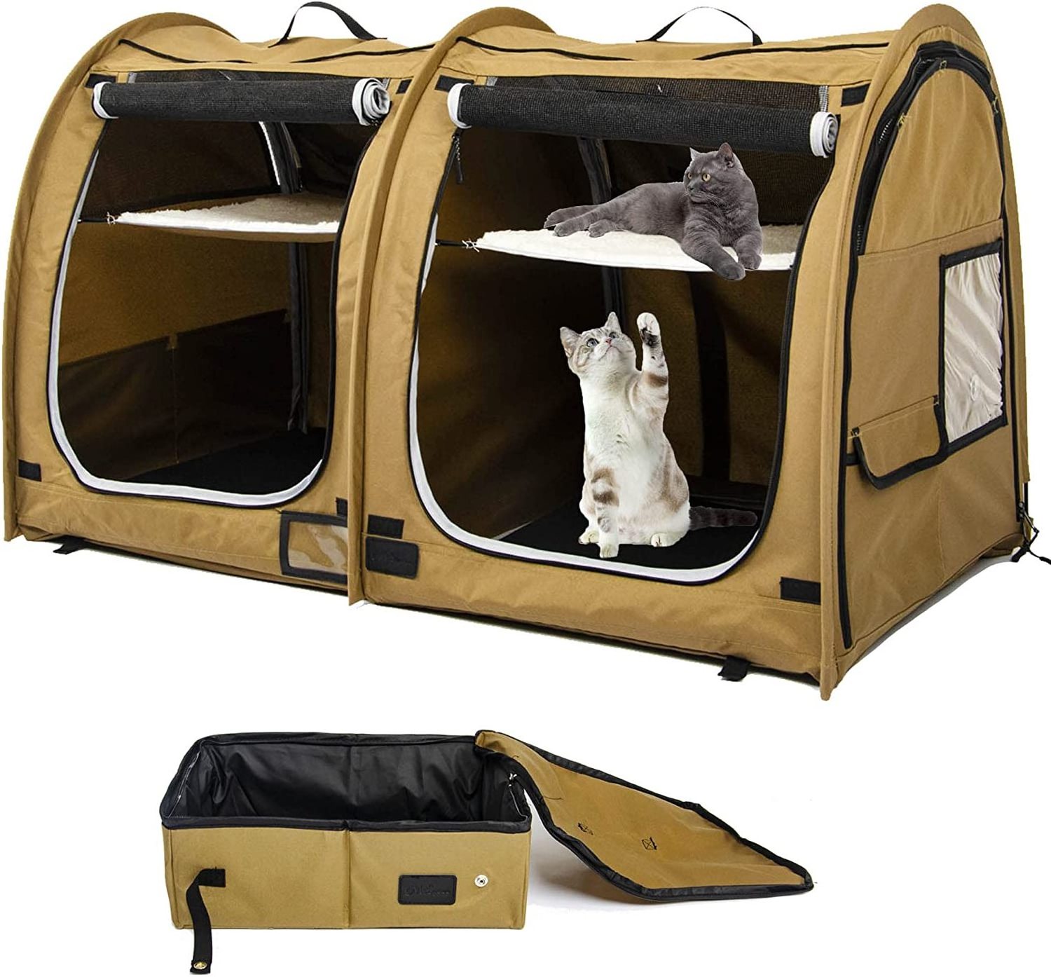 Breda Portable Twin Compartment Show House Cat Cage/Condo folding dog crate