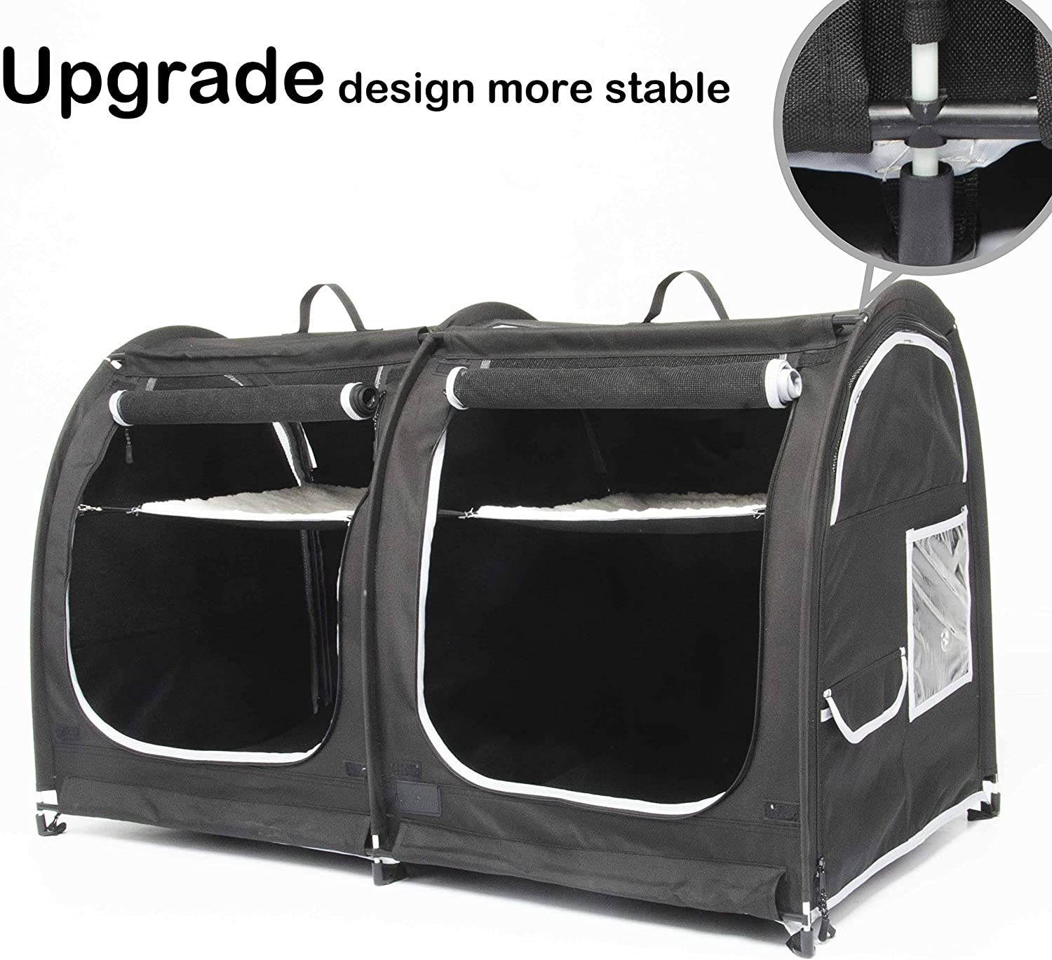 Double Cat Carrier for 2 Cats Portable Soft-Sided cat Travel Carrier with Litter Box Pet Kennel Show Cages Quick Fold