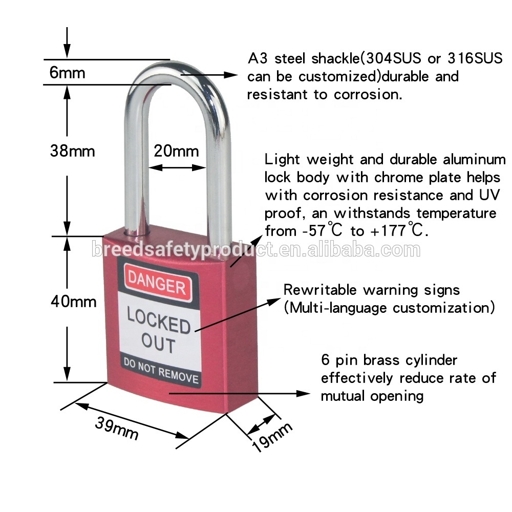 38mm Metal Locks Aluminum Safety Padlock Multi Colors with Master Key