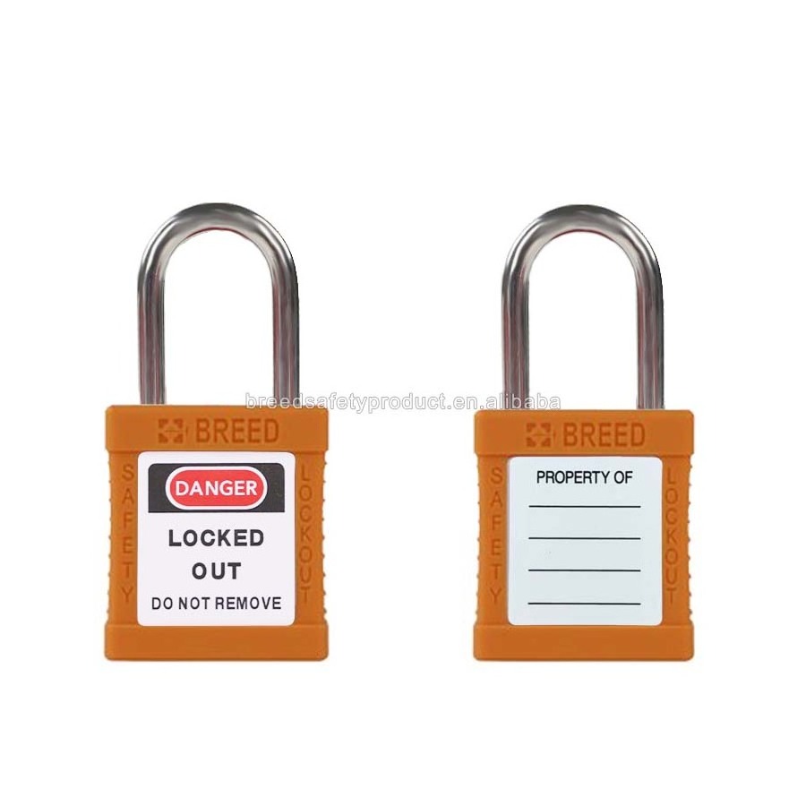 red safety plastic padlock 38mm Industrial Safety Pad Locks With Stainless Steel Shackle  KA G07E