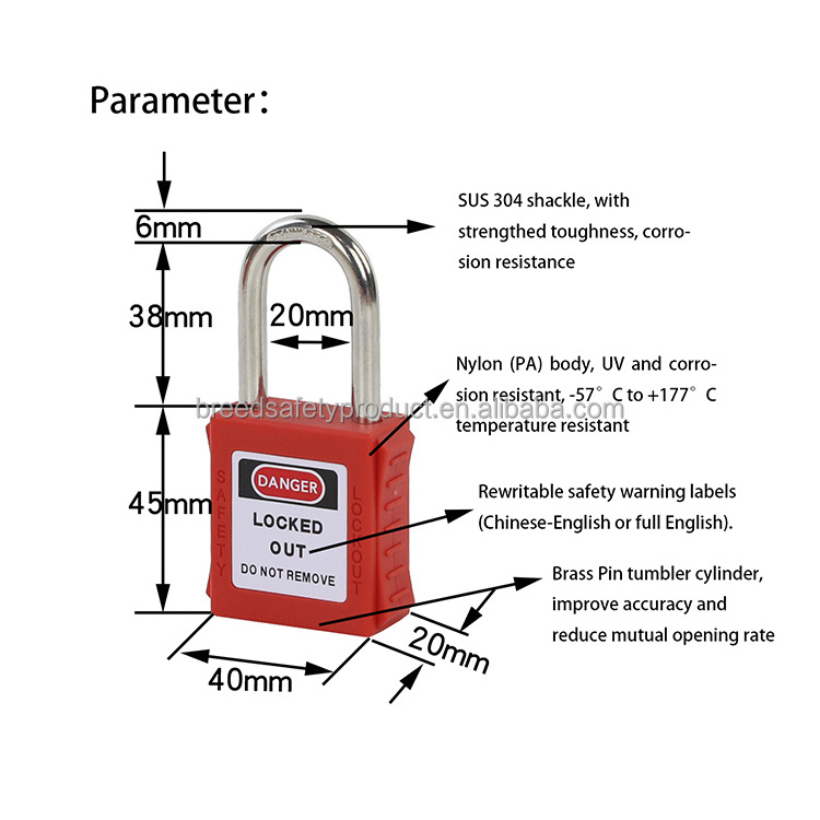 6MM*38MM 304 Steel Shackle or Chromed Steel Shackle Safety Padlocks Keyed Alike and Differ G01B