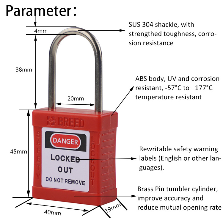 BREED 4MM Dia. Steel Shackle Padlock Safety Master key Padlock G71E Candados