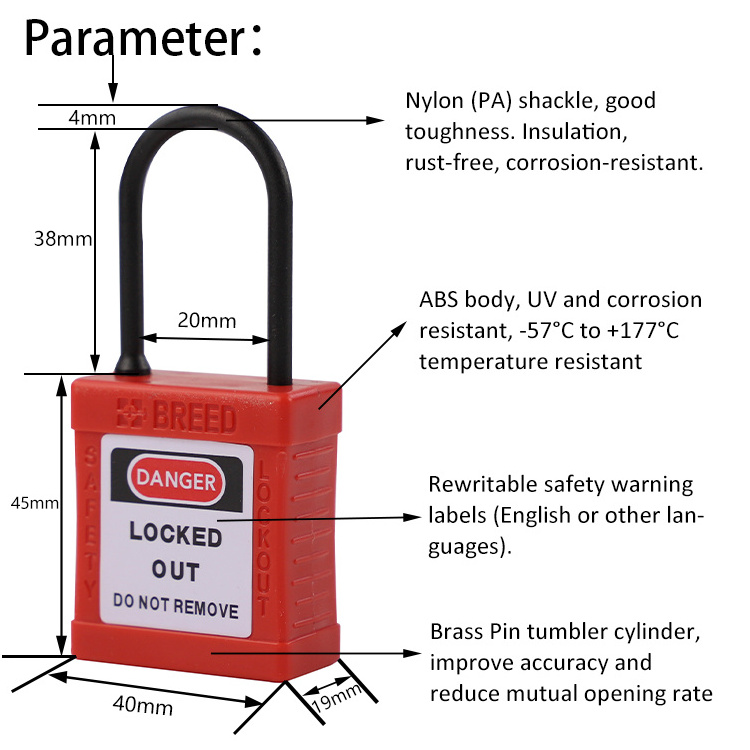 Insulated Nylon Padlock & Lockout Devices Lockout Tagout Loto Lock with Master key  G71NE