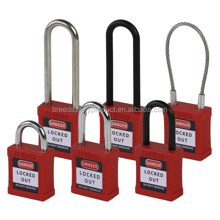 ABS Plastic Lockout Safety Cable Padlock Steel Wire Shackle Lock