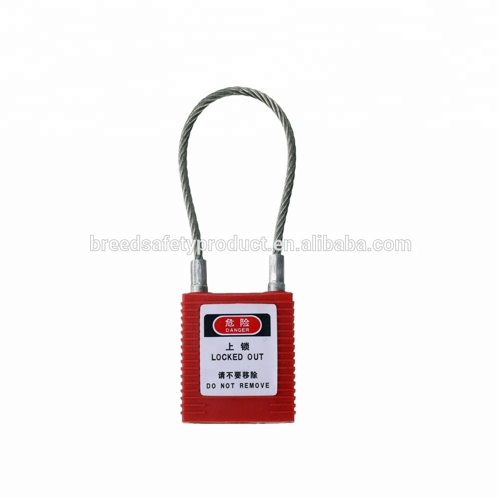 ABS Plastic Lockout Safety Cable Padlock Steel Wire Shackle Lock