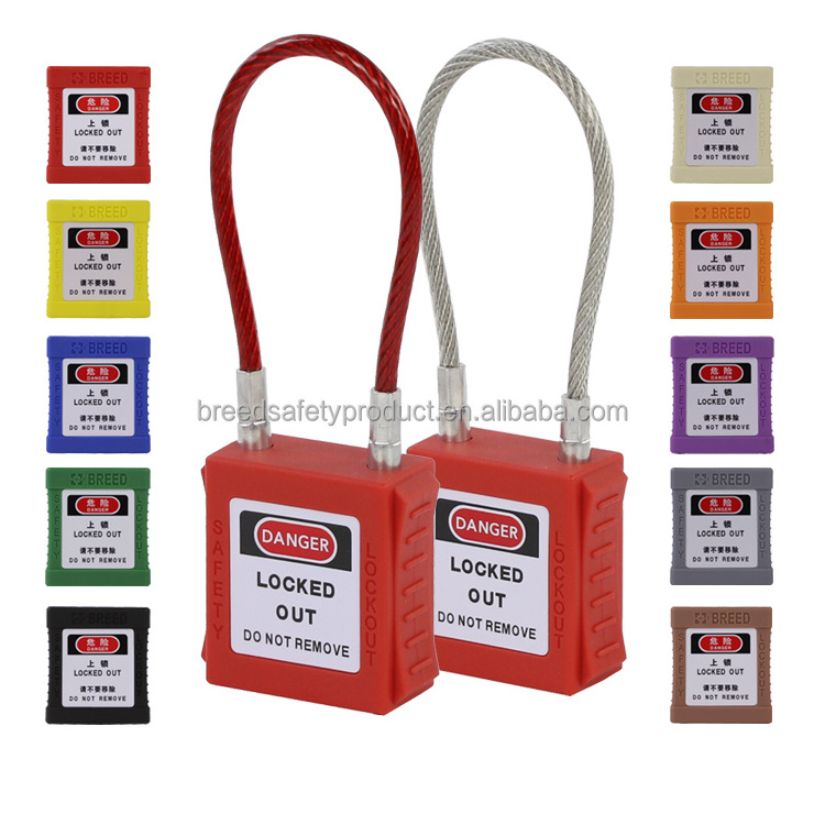 Compact Steel Cable Padlock Lockout Tagout ABS Keyed Different plastic padlock