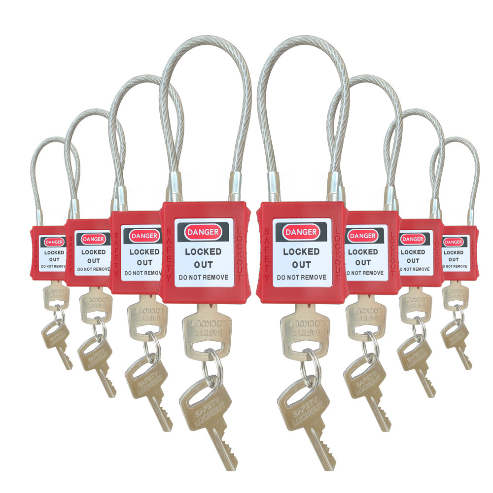 Compact Steel Cable Padlock Lockout Tagout ABS Keyed Different plastic padlock