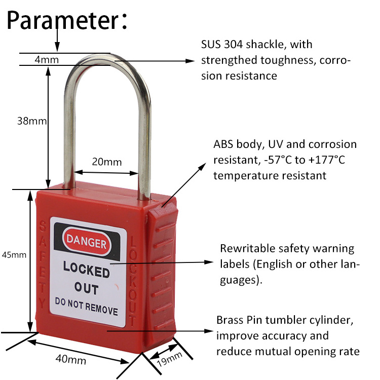 Breed Custom Thin Shackle Safety Padlocks With Master keys KA KD Lockout  G78