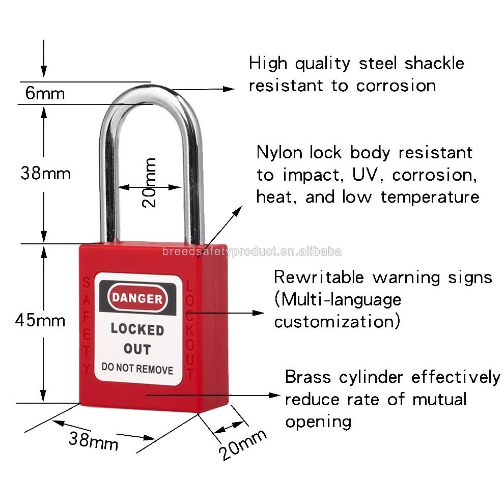 Steel Shackle Safety Padlocks With Master Keys LOTO U Shape Padlock Keyed Differ G01D