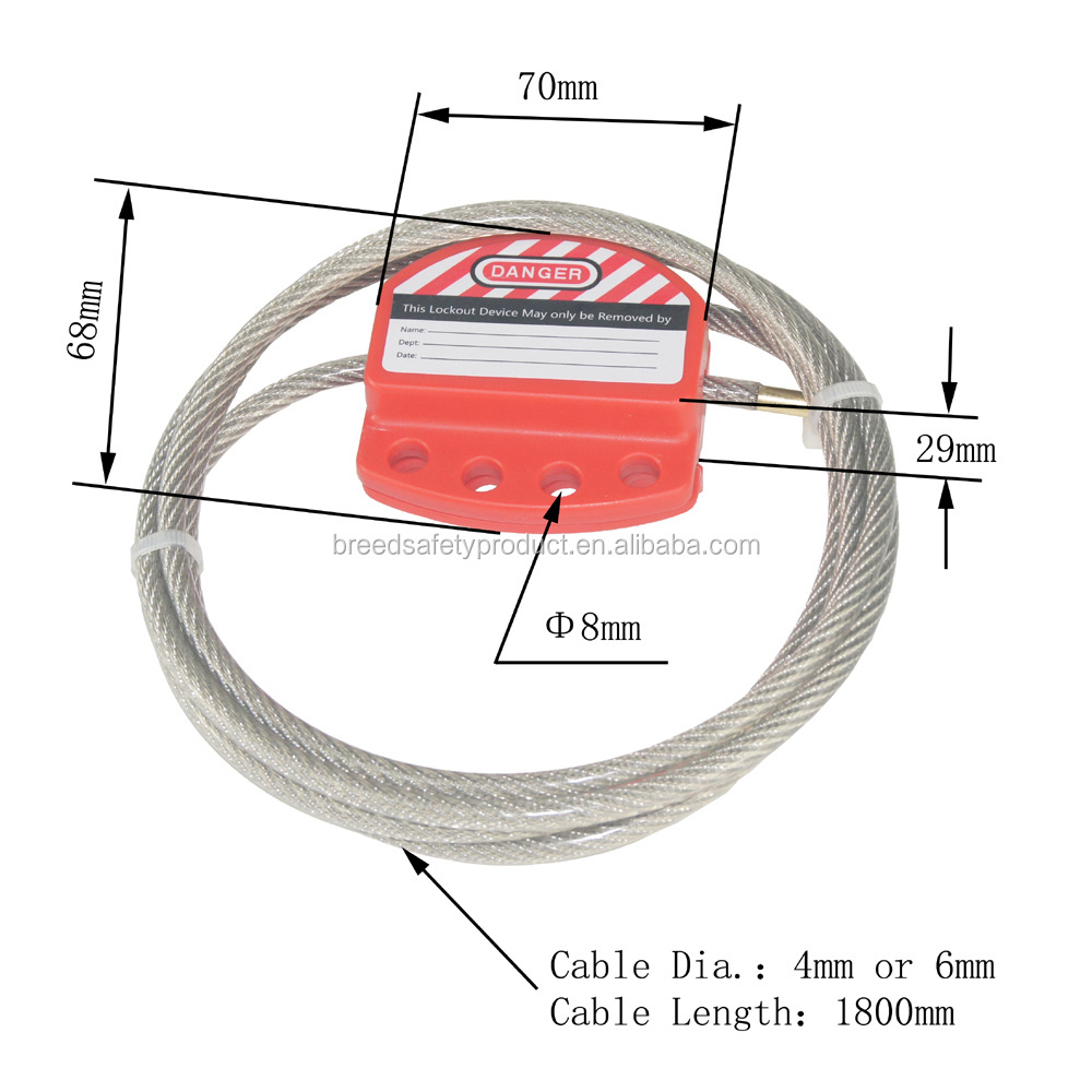 Safety Series LOTO Adjustable Steel Cable Lockout