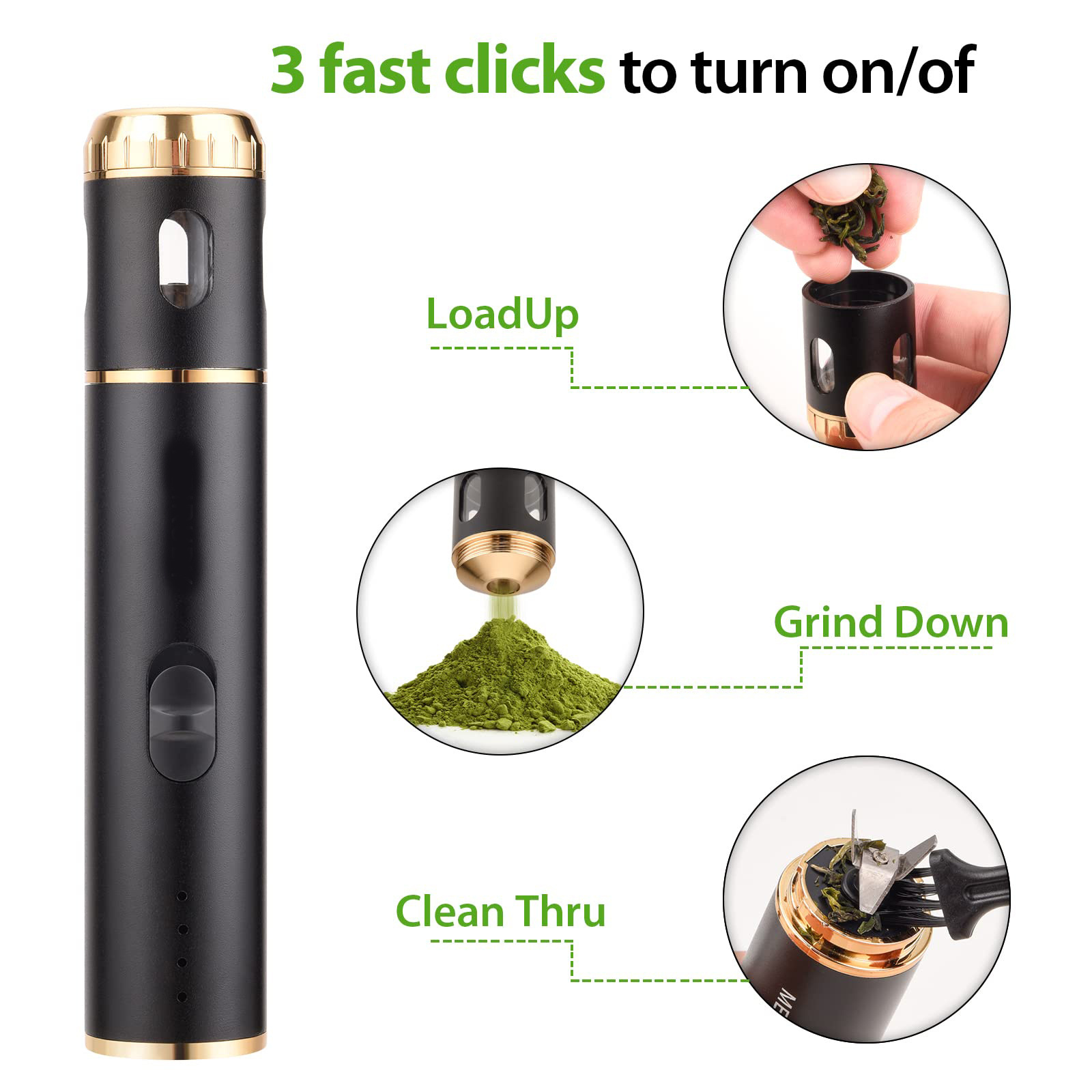 Cordless Mini Portable Pen Grinder Usb Rechargeable Automatic Electric Herb Grinder Pen