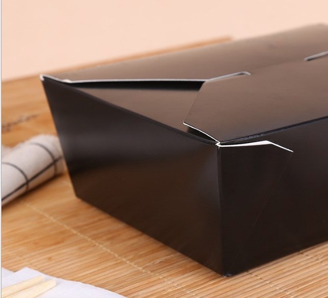 Customized printing disposable black food packaging take away paper box