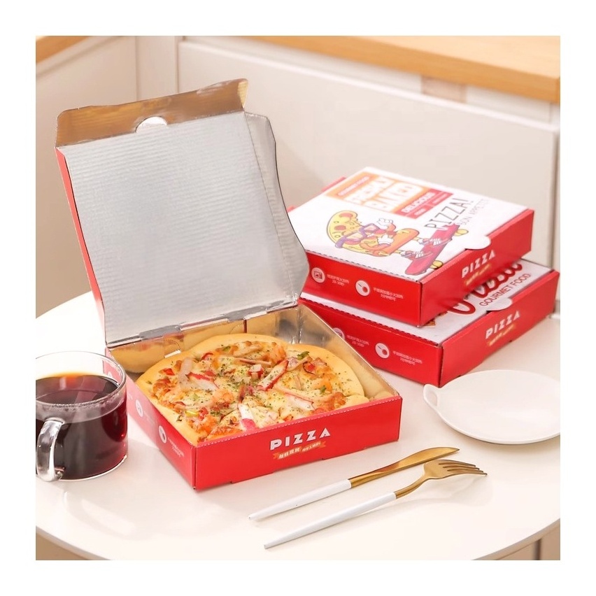 10 Inch 14 Inch 16 Inch Kraft Corrugated Octangle Shape Pink Aluminum Foil Pizza Packaging Paper Box With Custom Logo