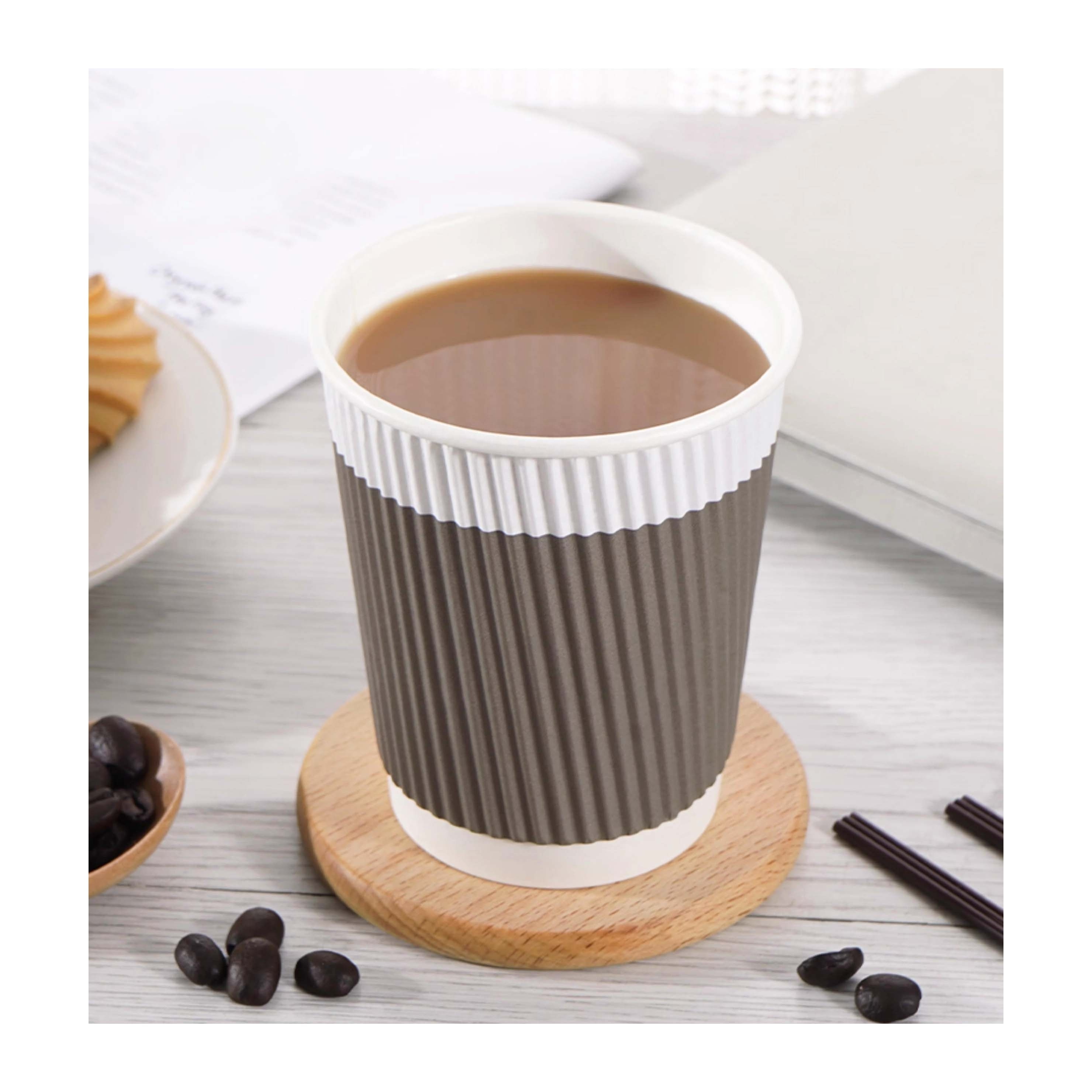 Triple/ripple/corrugated wall paper rippled cups eco friendly disposable paper coffee cups