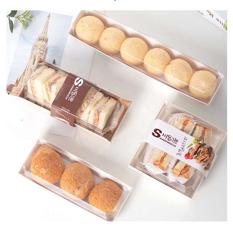 Food Grade 12Cmx12Cm Square Bread Sandwich Party Dessert Paper Box Disposable Cake Pastry Bakery Packaging To Go With Clear Lid