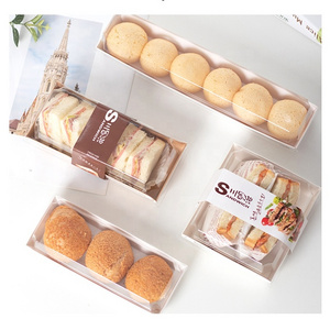 Food Grade 12Cmx12Cm Square Bread Sandwich Party Dessert Paper Box Disposable Cake Pastry Bakery Packaging To Go With Clear Lid