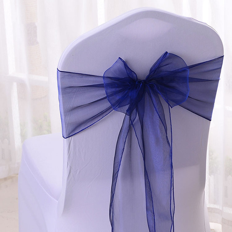 New Fancy Elegant Royal Blue Organza Bow Chair Sash Party Decoration