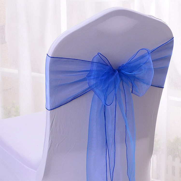 New Fancy Elegant Royal Blue Organza Bow Chair Sash Party Decoration