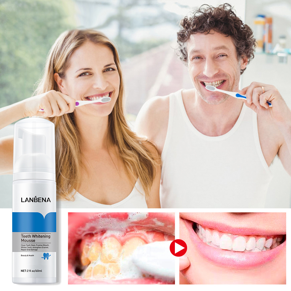 Lanbena New Version Teeth Whitening Mousse Toothpaste Dental Oral Hygiene Remove Stains Plaque Teeth Cleaning Tooth White Tool