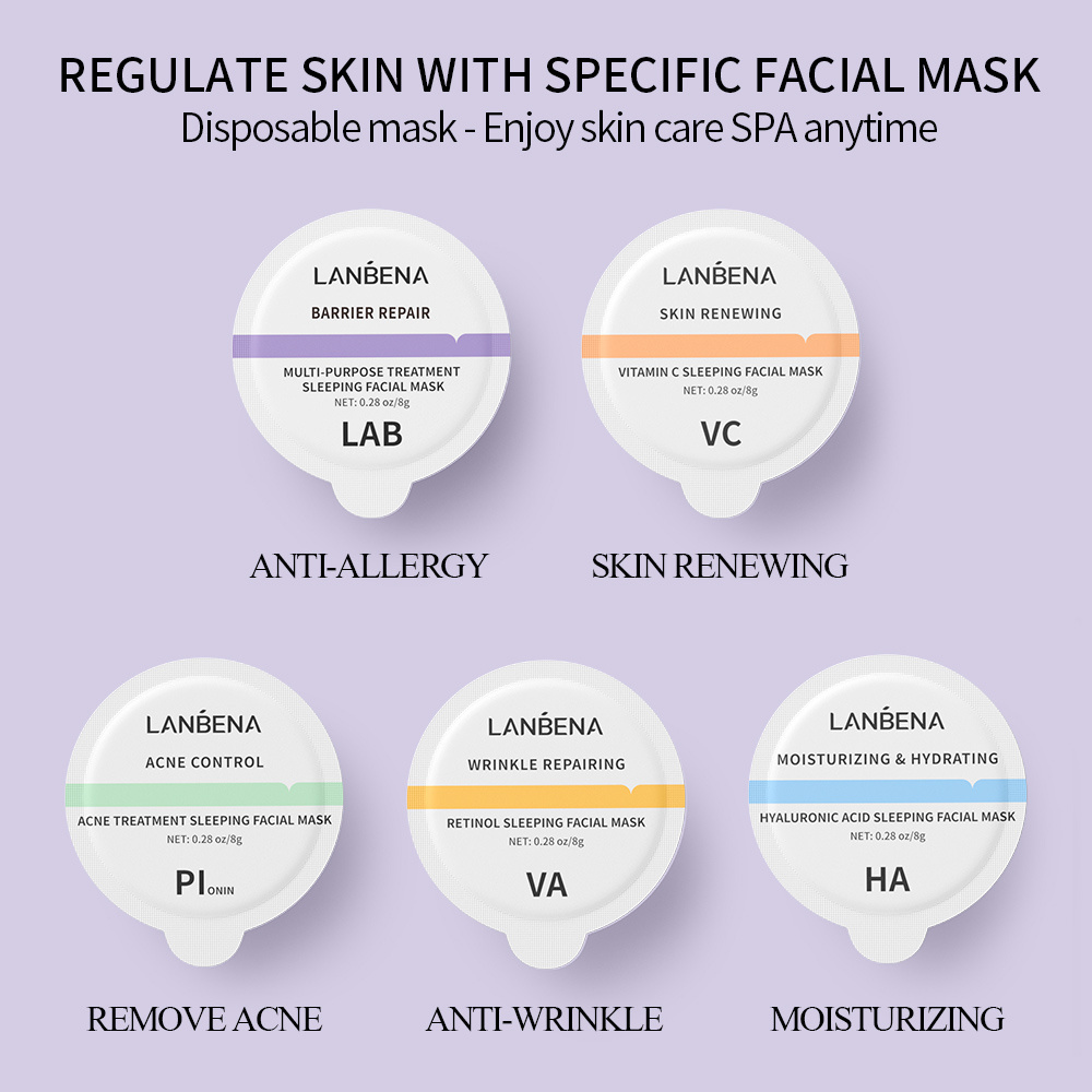 LANBENA New Arrivals Anti Acne Whitening Skin Repair Sleeping Facial Mask Retinol Vitamin C Cream Face Mask