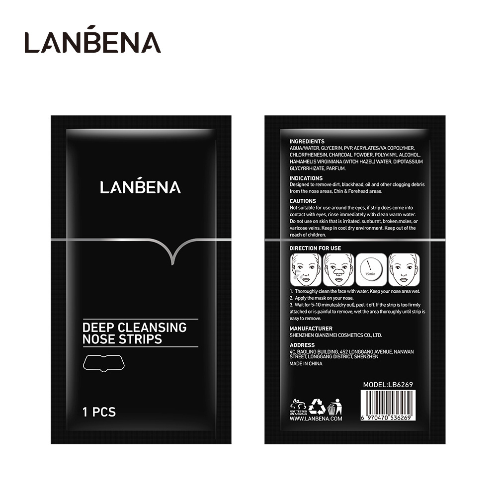 LANBENA Wholesale Bamboo Charcoal Deep Cleansing Pore Shrink Blackhead Remover Nose Mask Pore Strips