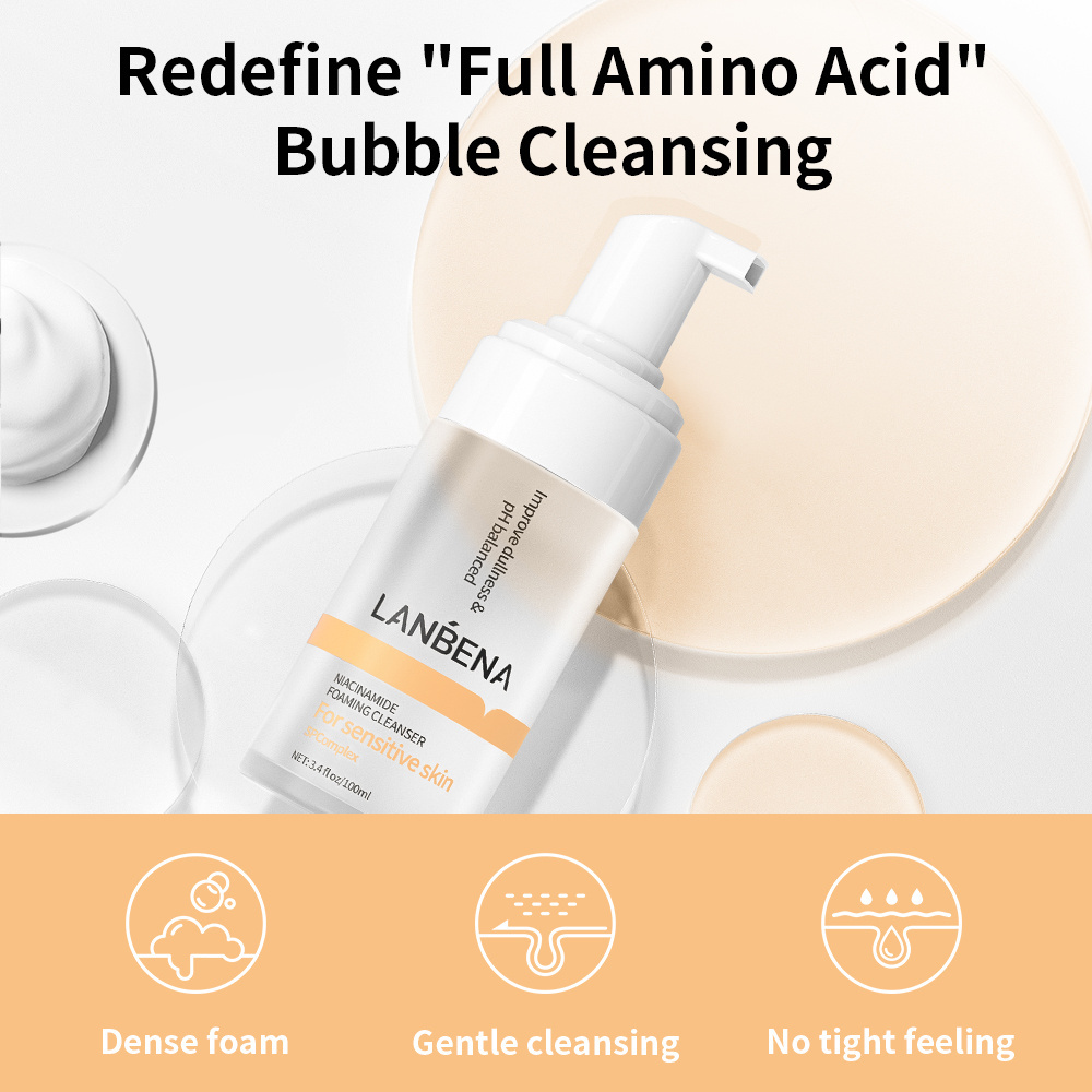 LANBENA cosmetic natural hydrating acne removing amino acid facial cleanser bulk lotion cream green halal facial cleanser