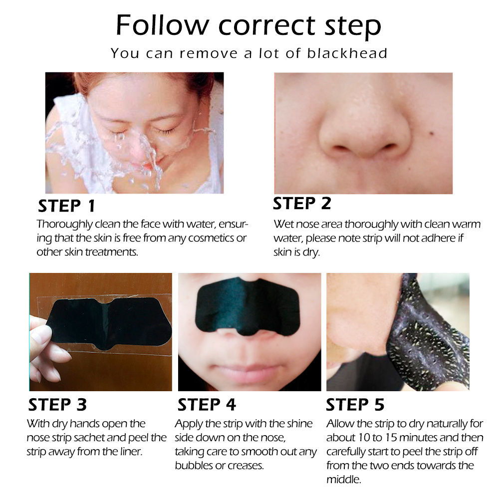 LANBENA Wholesale Bamboo Charcoal Deep Cleansing Pore Shrink Blackhead Remover Nose Mask Pore Strips