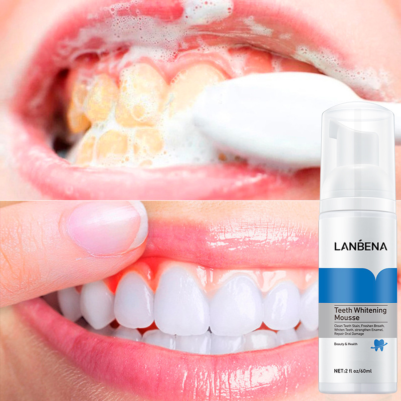 Lanbena New Version Teeth Whitening Mousse Toothpaste Dental Oral Hygiene Remove Stains Plaque Teeth Cleaning Tooth White Tool