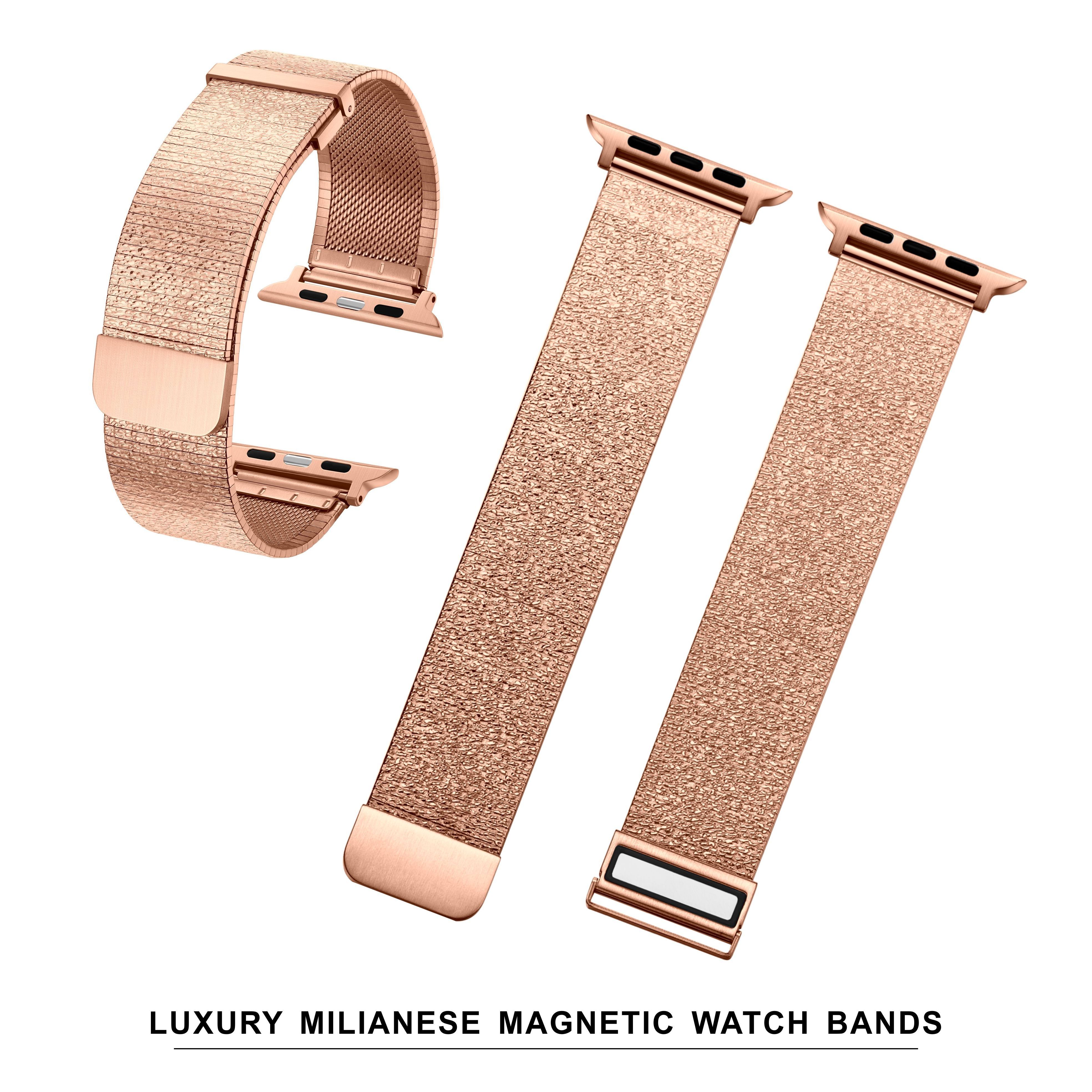 New style earl texture Magnetic milanese Mesh Stainless Steel Metal Smart Watch Strap band 42mm 38mm for series5 6 7