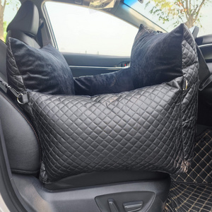 Pet Car Seat Carrier Luxury Dog Car Seat High Quality Quilted diamond PU leather Anti collision Portable Travel Dog Car Sofa Bed