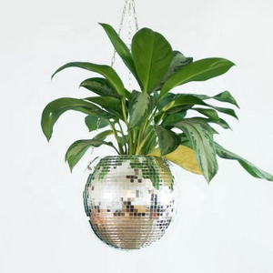 Hanging Disco Ball Planter 4"/6"/8"/10" with Macron rope Macrame Plant Hanger for Indoor or Outdoor Plants