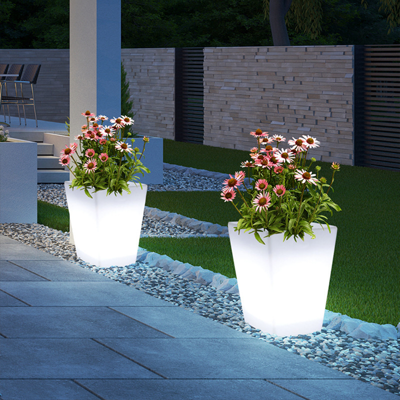 LED Outdoor waterproof garden Glowing Gota  illuminated plastic solar indoor planter with light magic led flower pot