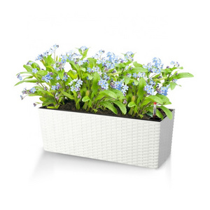 Rattan Self watering outdoor garden plastic rectangle flower pot maceta rectangular window planter box for plants